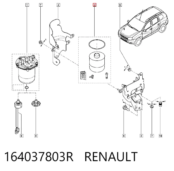Filtro de combustible 164037803R Renault (RVI)