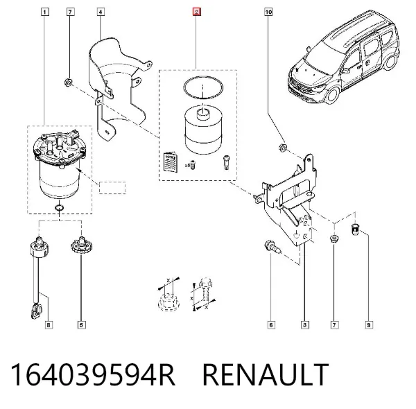Filtro de combustible 164039594R Renault (RVI)