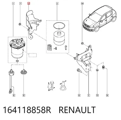 Tapa de la carcasa del filtro de combustible RENAULT 164118858R