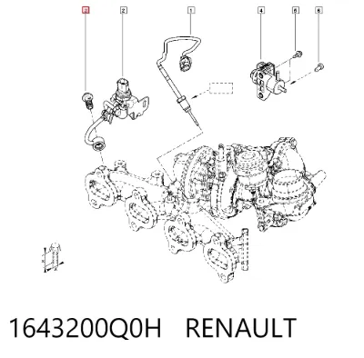 Perno de tubo de alimentación de aceite de turbocompresor RENAULT 1643200Q0H
