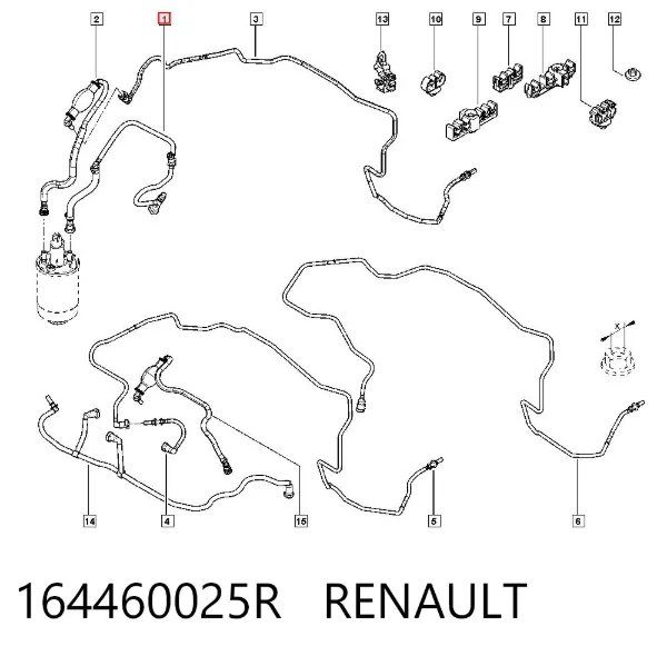 Tubo de retorno de combustible de la bomba de inyección al filtro 164460025R Renault (RVI)