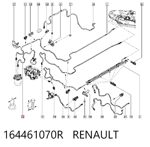 Tubo de combustible del filtro a la bomba 164461070R Renault (RVI)