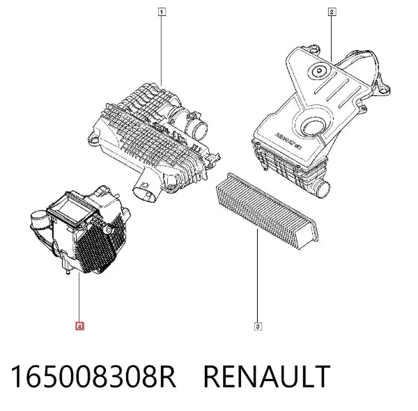 Caja del filtro de aire 165008308R Renault (RVI)
