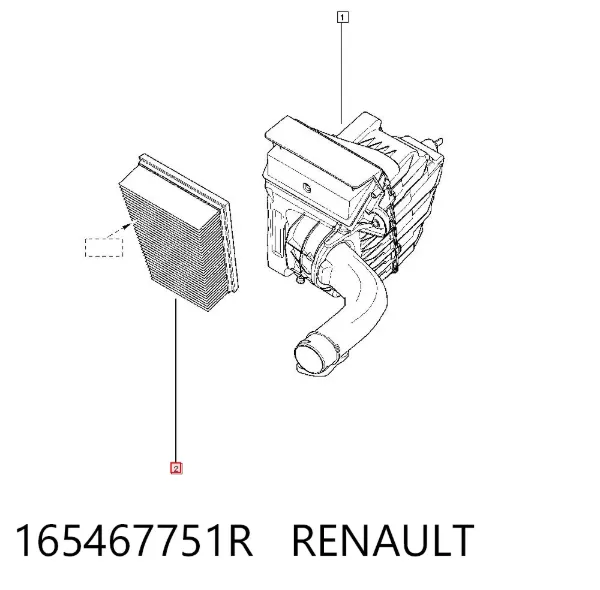 Filtro de aire 165467751R Renault (RVI)