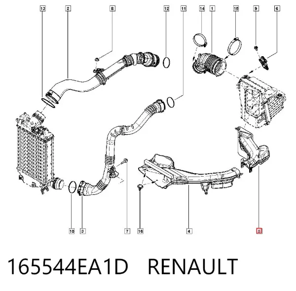 Entrada del filtro de aire 165544EA1D Renault (RVI)