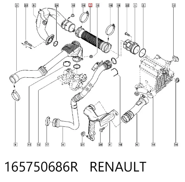 Conducto de aire, salida del filtro de aire 165750686R Renault (RVI)
