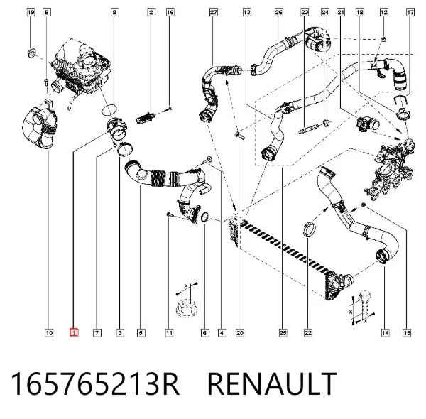 Manguito de aire del medidor de masa de aire 165765213R Renault (RVI)