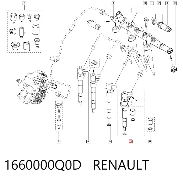 Inyector 1660000Q0D Renault (RVI)