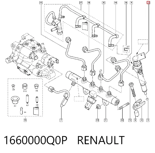 Inyector 1660000Q0P Renault (RVI)