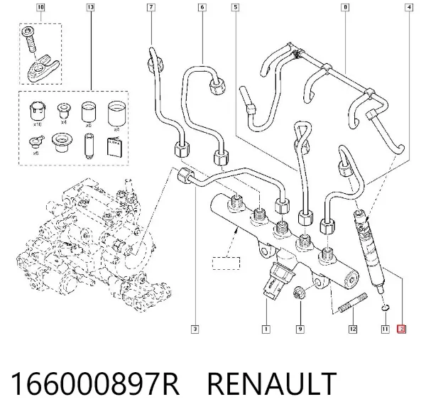 Inyector 166000897R Renault (RVI)