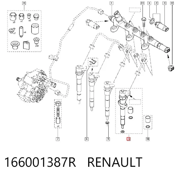 Inyector 166001387R Renault (RVI)