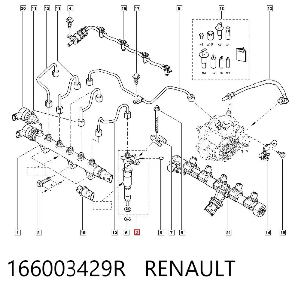 Inyector 166003429R Renault (RVI)