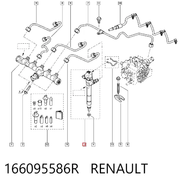 Inyector 166095586R Renault (RVI)