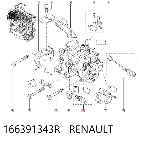 Sensor de temperatura 166391343R Renault (RVI)