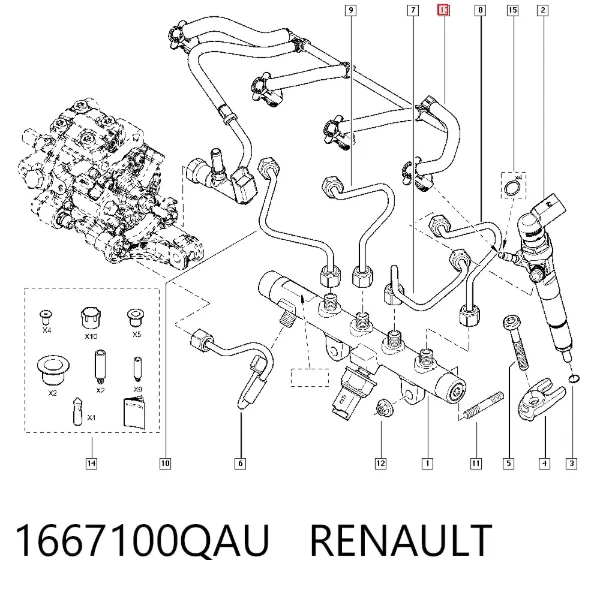 Tubería de retorno de combustible de los inyectores 1667100QAU Renault (RVI)