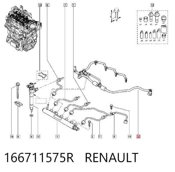 Tubería de retorno de combustible de los inyectores 166711575R Renault (RVI)