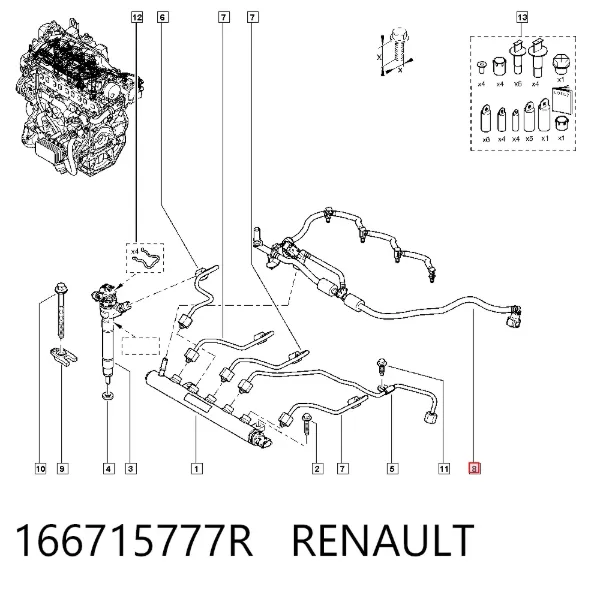 Tubería de retorno de combustible de los inyectores 166715777R Renault (RVI)