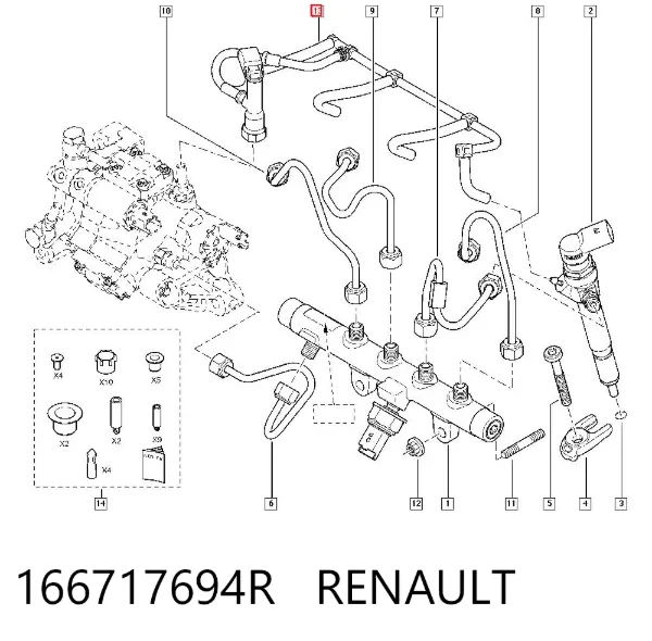Tubería de retorno de combustible de los inyectores 166717694R Renault (RVI)