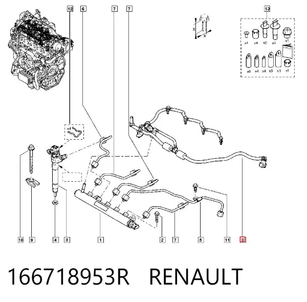 Tubería de retorno de combustible de los inyectores 166718953R Renault (RVI)