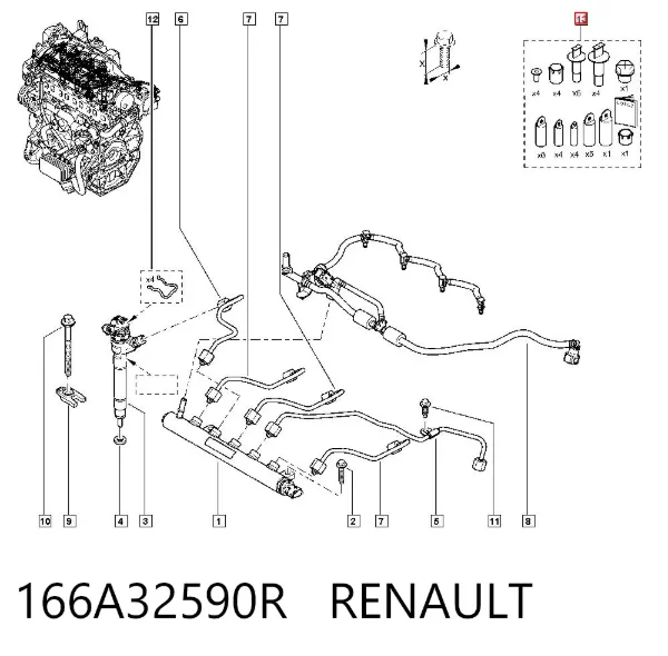 Kit de reparación del inyector 166A32590R Renault (RVI)