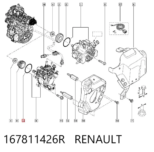 Junta de la bomba de inyección de alta presión 167811426R Renault (RVI)