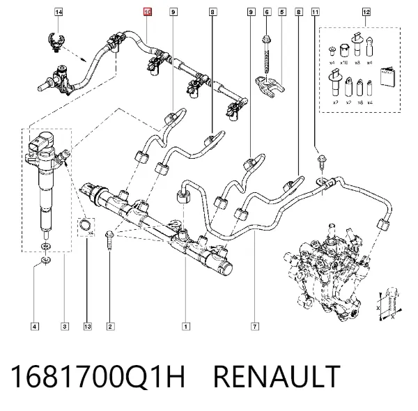 Tubería de retorno de combustible de los inyectores 1681700Q1H Renault (RVI)