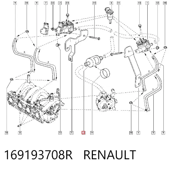 Filtro de combustible 169193708R Renault (RVI)