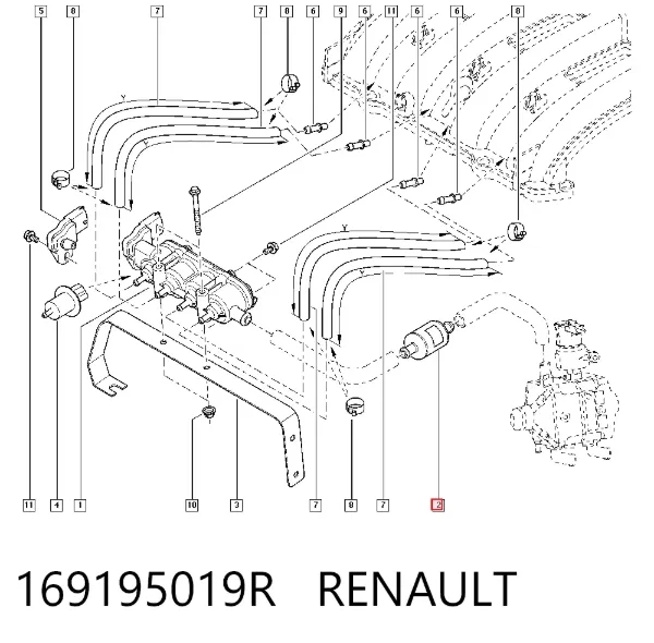 Filtro de combustible 169195019R Renault (RVI)