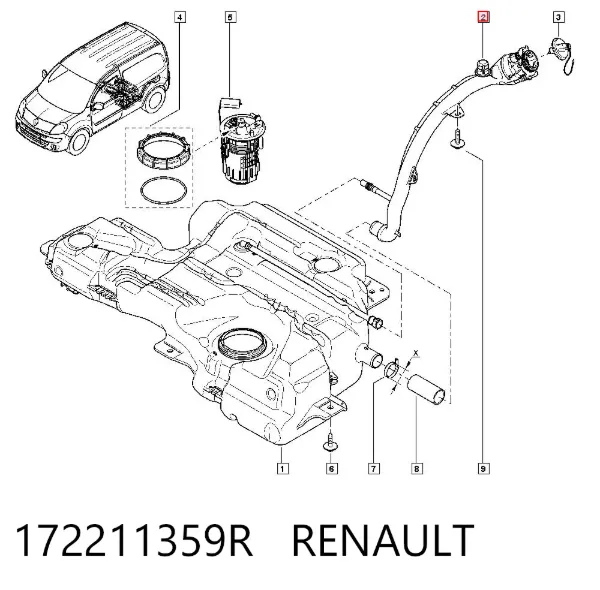 Boca de llenado del depósito de combustible 172211359R Renault (RVI)