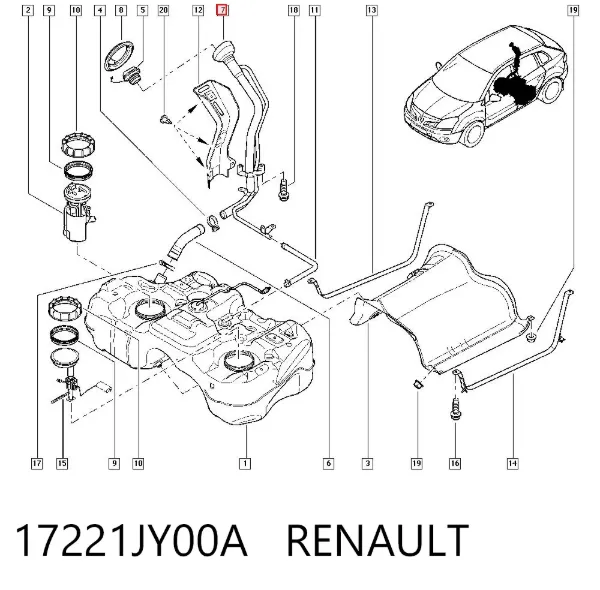 Boca de llenado del depósito de combustible 17221JY00A Renault (RVI)
