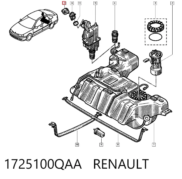 Tapa de depósito de combustible 1725100QAA Renault (RVI)