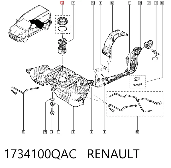 Tapa de la bomba de combustible 1734100QAC Renault (RVI)