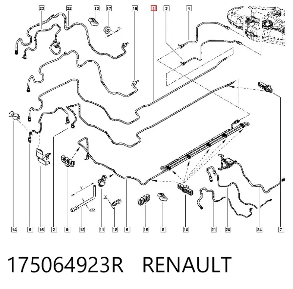 Tubo de combustible, del depósito al filtro de combustible 175064923R Renault (RVI)
