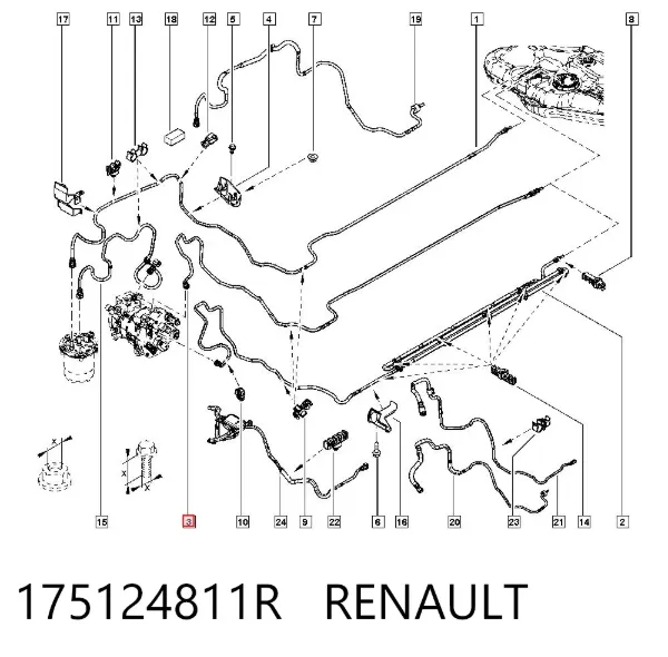 Tubo de retorno de combustible del filtro al tanque 175124811R Renault (RVI)