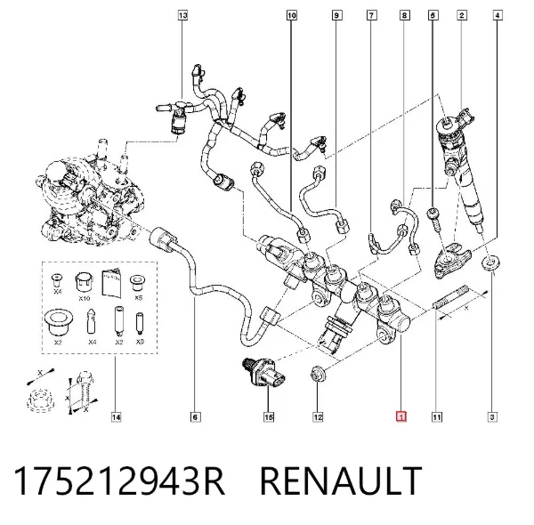 Rampa de combustible 175212943R Renault (RVI)