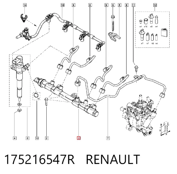 Rampa de combustible 175216547R Renault (RVI)