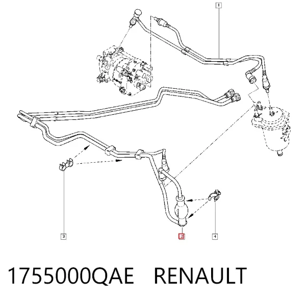 Tubo de combustible, del depósito al filtro de combustible 1755000QAE Renault (RVI)