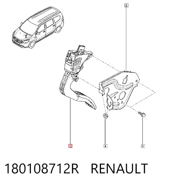 Pedal del acelerador 180108712R Renault (RVI)