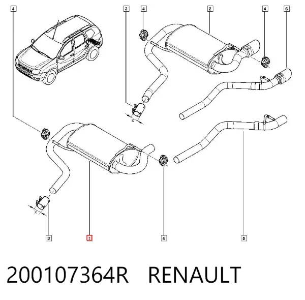 Silenciador trasero 200107364R Renault (RVI)