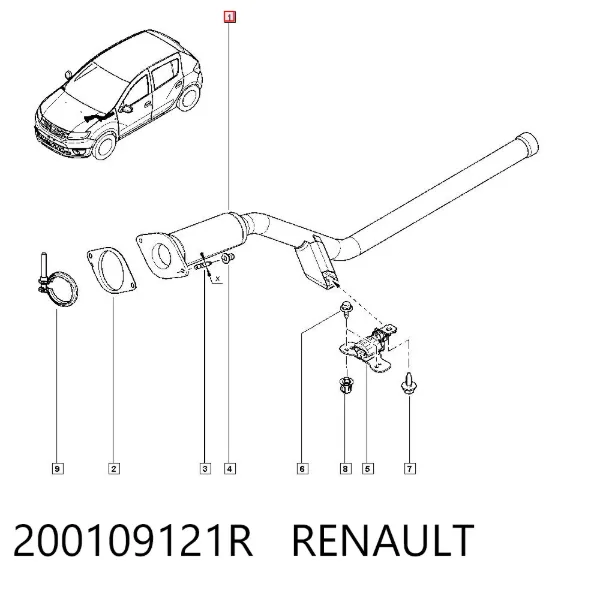 Tubo de admisión del silenciador de escape delantero 200109121R Renault (RVI)