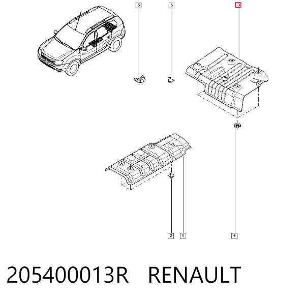 Protector de bajos trasero 205400013R Renault (RVI)