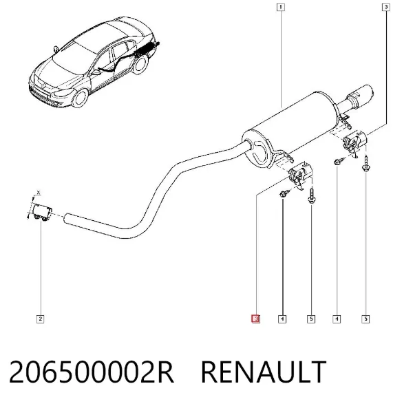 Abrazadera de tubo de escape trasera 206500002R Renault (RVI)