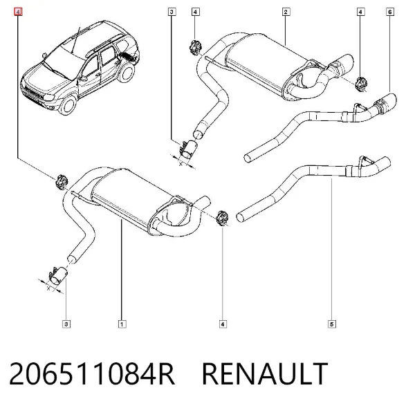 Soporte escape 206511084R Renault (RVI)