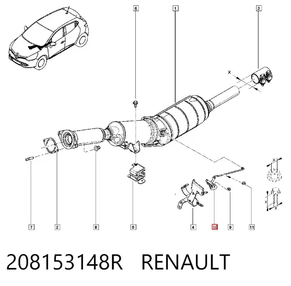 Sensor de presion gases de escape 208153148R Renault (RVI)