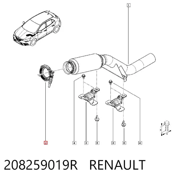 Abrazadera de fijación del catalizador a la turbina 208259019R Renault (RVI)