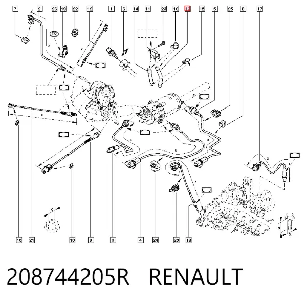 Tubo del sensor de presión de gases de escape 208744205R Renault (RVI)