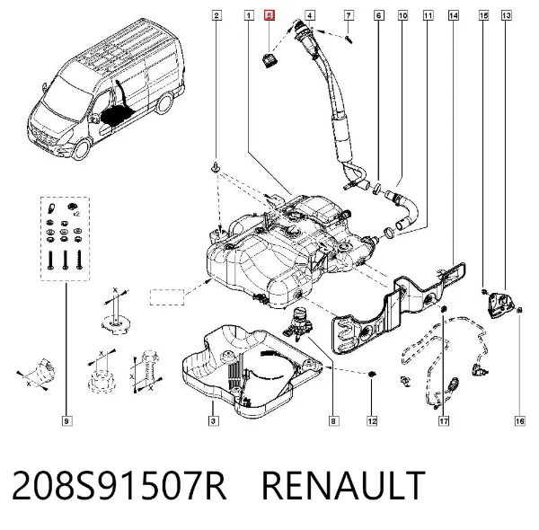 Tapón de llenado de AdBlue 208S91507R Renault (RVI)