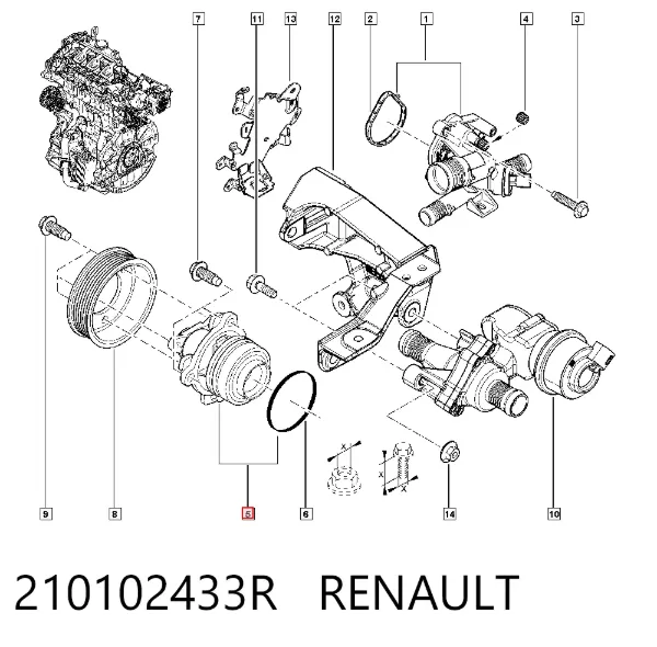 Bomba de agua 210102433R Renault (RVI)