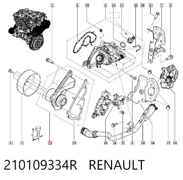 Bomba de agua 210109334R Renault (RVI)
