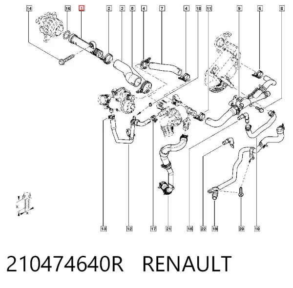 Manguera radiador 210474640R Renault (RVI)